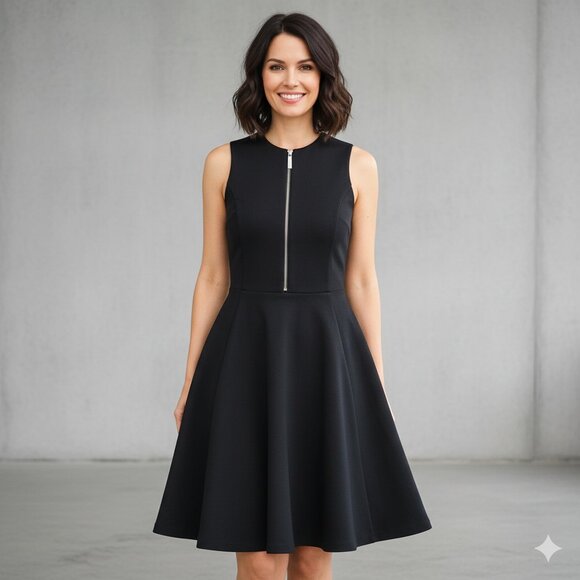 MICHAEL Michael Kors Dresses & Skirts - Michael Michael Kors Sleeveless Zip-Front Fit & Flare Dress Black Size 2